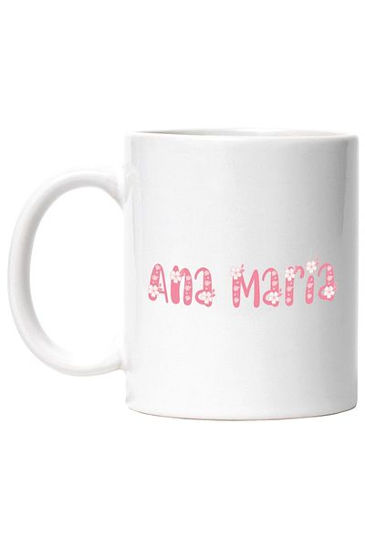 INOVATIX Personalized white mug, Name Ana Maria, Flowers, Colorful, Pink, Cute, INOVATIX®. 330ml
