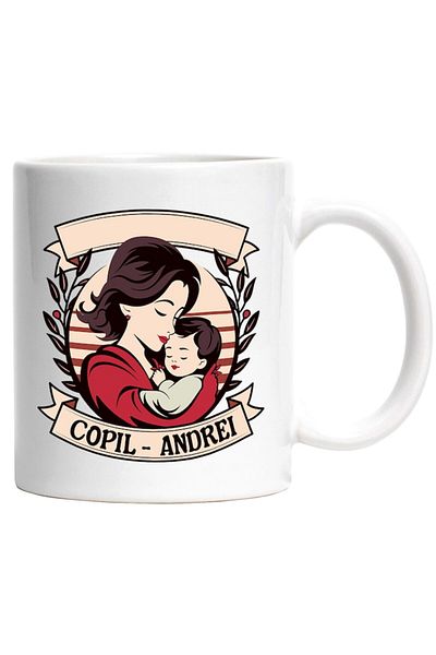 INOVATIX Personalized white mug, Mother and Child Child Andrei Family Eternal Love, INOVATIX®. 330ml