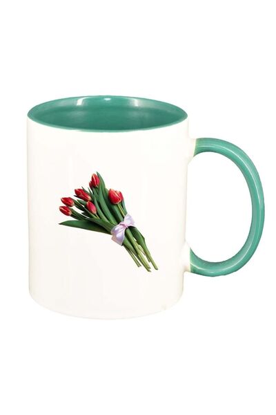 INOVATIX Cana alba personalizata, Tulip, interior verde, D362, INOVATIX®. 330ml