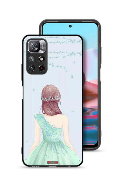 Tolwak غطاء حماية لهاتف شاومي ريدمي نوت 11 4G، فتاة لطيفة ترتدي فستانًا زهريًا