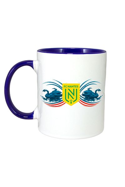 INOVATIX Cana Alba Personalizata, Fc Nantes Franta, Maner Si Interior Albastru, ®. 330ml