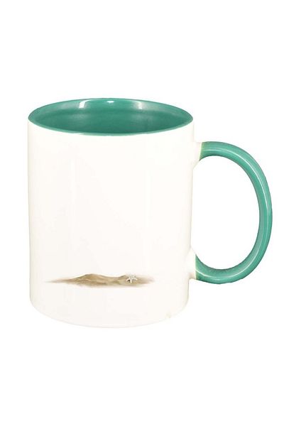 INOVATIX Personalized white mug, Sand, green interior, D215, INOVATIX®. 330ml