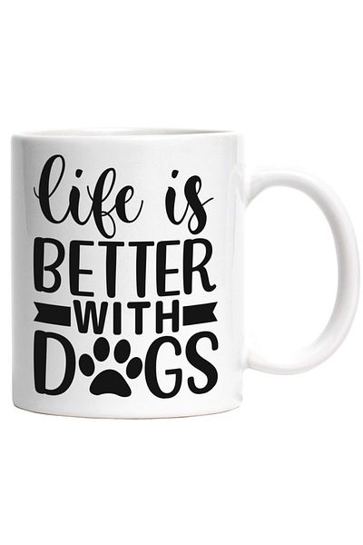 INOVATIX Personalized white mug, Life is better with dogs around - canines, INOVATIX®. 330ml