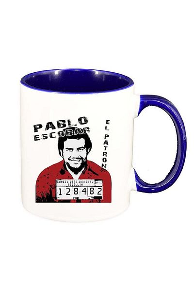 INOVATIX Cana alba personalizata, Narcos - Pablo Escobar, interior albastru inchis, D1344, INOVATIX®. 330ml