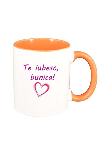 INOVATIX Cana alba personalizata, Te iubesc..., interior portocaliu, D1024, I...
