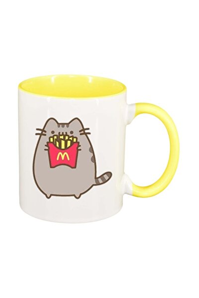 INOVATIX Cana alba personalizata, Emoji Cat, interior galben, D1016, INOVATIX...