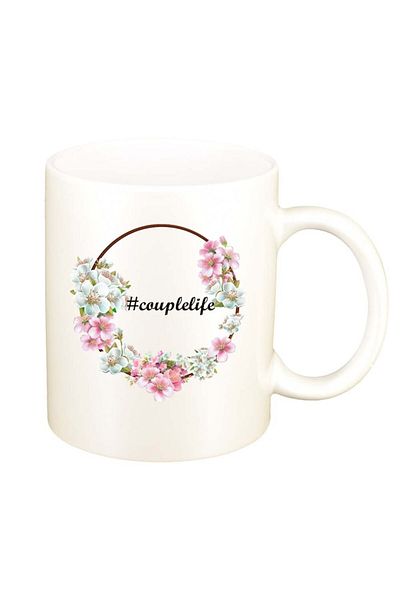 INOVATIX Personalized white mug, Flowers, #couplelife, D1043, INOVATIX®. 330ml