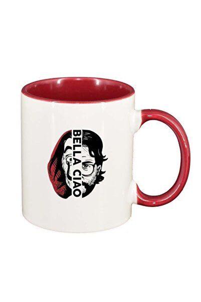 INOVATIX Εξατομικευμένη λευκή κούπα, La Casa De Papel, σκούρο κόκκινο εσωτερι...