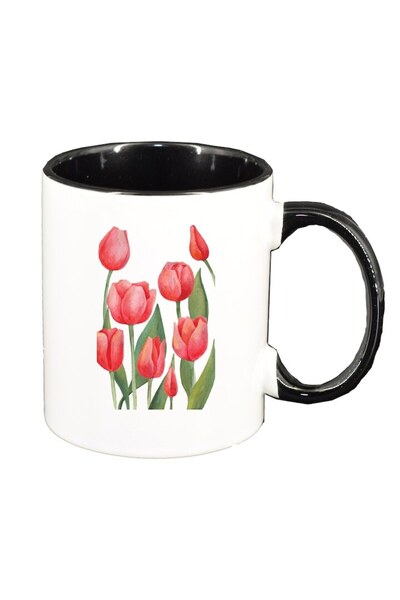 INOVATIX Cana alba personalizata, Red Roses, interior negru, D1374, INOVATIX®...