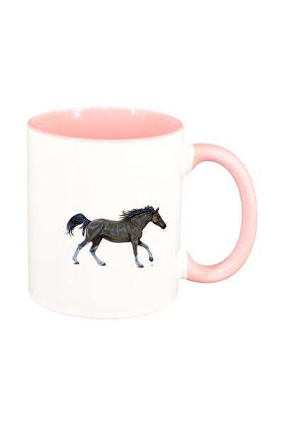 INOVATIX Cana alba personalizata, Horse, interior roz, D973, INOVATIX®. 330ml