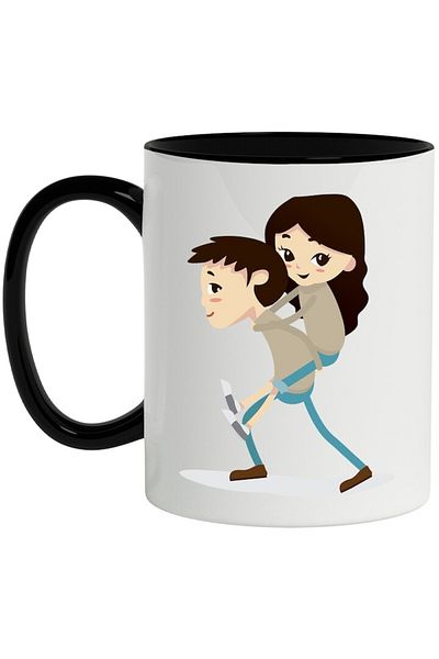 INOVATIX Personalized white mug, Relationship, Couple, Love, with Black Handle, INOVATIX®. 330ml