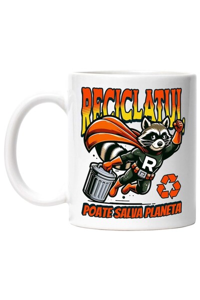 INOVATIX Cana alba personalizata, reciclatul animal super-erou salveaza plane...