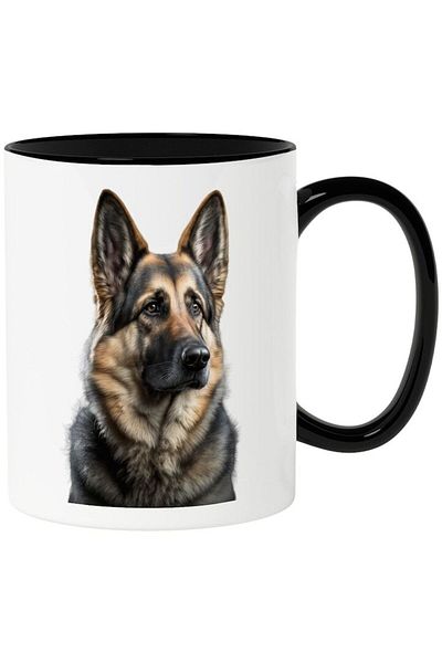 INOVATIX Personalized white mug, Shepherd Dog Portrait, Animals, Great Dane, with Black Handle, INOVATIX®. 330ml