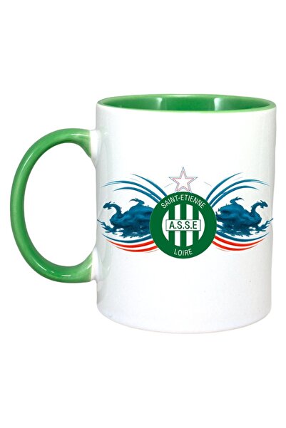 INOVATIX Εξατομικευμένη Λευκή Κούπα, As Saint-etienne France, Πράσινη Λαβή κα...
