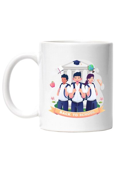 INOVATIX Cana alba personalizata, Mesaj In Engleza Back To School, Copii, Mar...