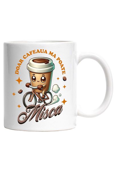 INOVATIX Personalized white mug, Coffee Cup on a Bike Only Coffee Moves Me, INOVATIX®. 330ml