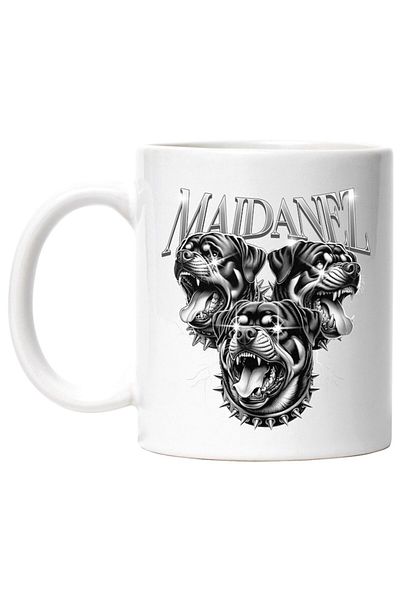 INOVATIX Personalized white mug, Angry Dogs With Fangs and Glowing Eyes, Maidanez, INOVATIX®. 330ml