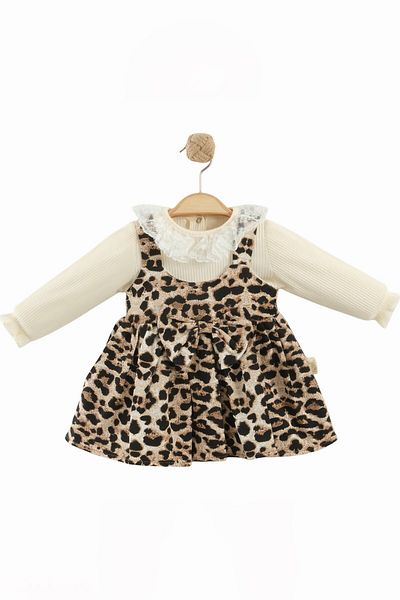 minuma Baby Girl Leopard Patterned Lace Dress 9/18 Months