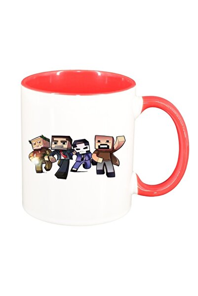 INOVATIX Cana alba personalizata, Minecraft, interior rosu, D1471, INOVATIX®....