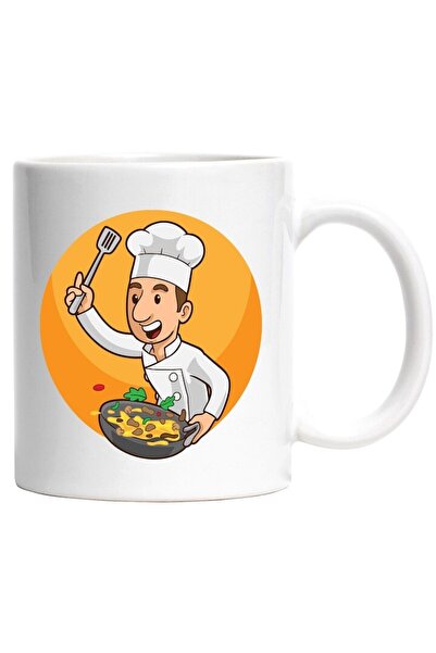 INOVATIX Cana alba personalizata, Bucatar, Costum, Paleta, Tigaie, Mancare, S...