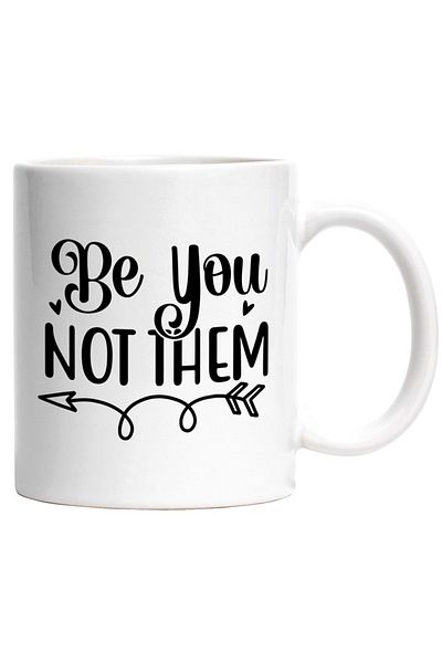 INOVATIX Personalized white mug, heart and the phrase Be you, not them - be yourself, INOVATIX®. 330ml