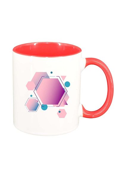 INOVATIX Personalized white mug, Shapes, red interior, D344, INOVATIX®. 330ml