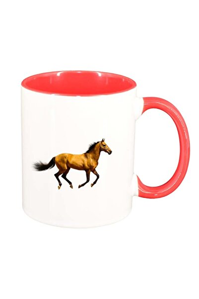 INOVATIX Персонализирана бяла чаша, Кон, червена вътрешност, D197, INOVATIX®....