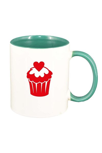 INOVATIX Cană albă personalizată, Muffin, interior verde, D334, INOVATIX®. 330ml