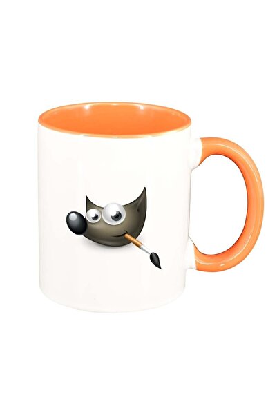 INOVATIX Персонализирана бяла чаша, Лисица, оранжева вътрешност, D317, INOVAT...