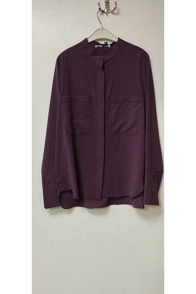 EVRA Judge Collar Spanish Sleeve Blouse with Chest Pocket