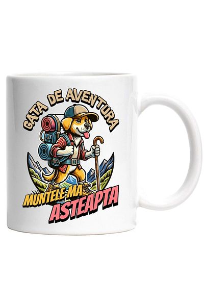 INOVATIX Personalized white mug, Mountain Adventure Dog With Backpack The Mountain Is Waiting For Me, INOVATIX®. 330ml