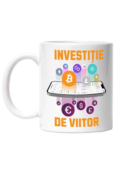 INOVATIX Personalized white mug, Bitcoin cryptocurrency phone, future investment, INOVATIX®. 330ml