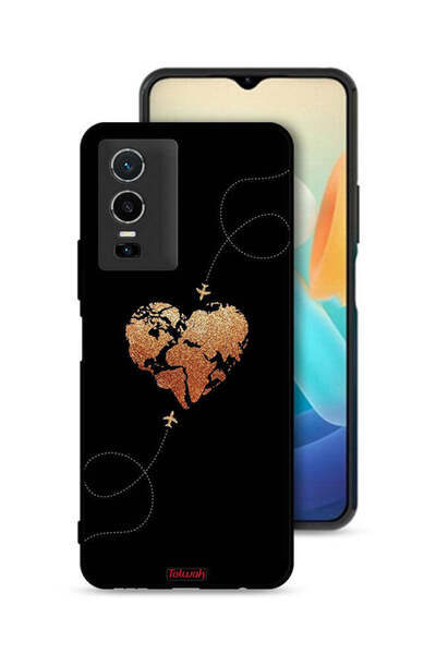 Tolwak Vivo Y76 5G Protective Case Cover Airplanes Touching Heart