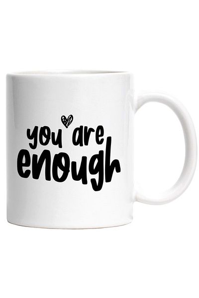 INOVATIX Personalized white mug, heart and You are enough - you are enough, INOVATIX®. 330ml