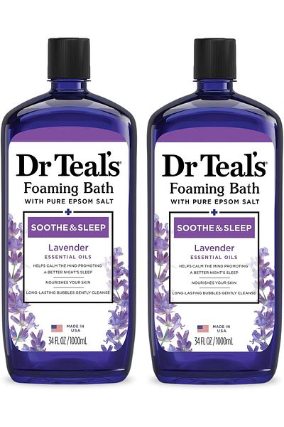Dr Teals Dr Teal's Foaming Bath with Pure Epsom Salt, Soothe & Sleep with Lavender, 34 Fl Oz (Pack of 2)
