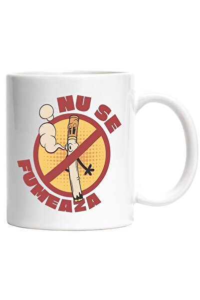 INOVATIX Cana alba personalizata, Tigara Fumand Semn Interzis Nu Se Fumeaza V...