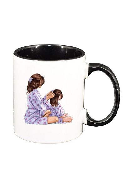 INOVATIX Personalized white mug, Princess, Mother Child, Little Girl, black interior, D1358, INOVATIX®. 330ml