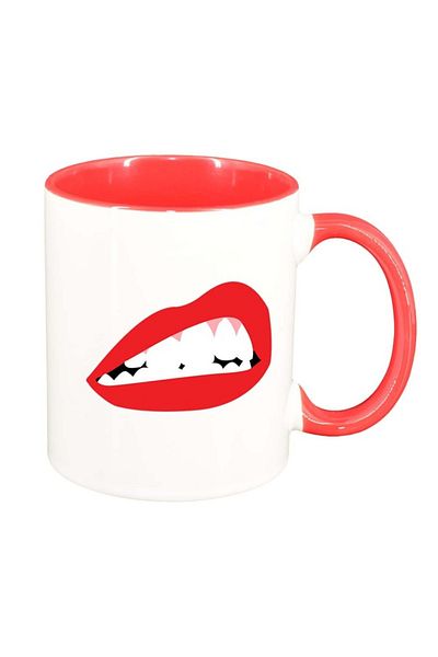 INOVATIX Personalized white mug, Red Lips, dark red interior, D1020, INOVATIX®. 330ml