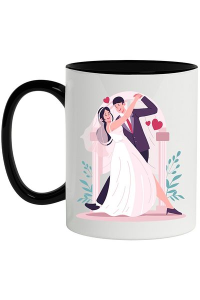 INOVATIX Personalized white mug, Dance, Groom, Bride, Wedding, Love, with Black Handle, INOVATIX®. 330ml