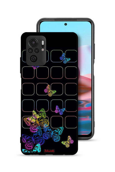 Tolwak Xiaomi Redmi Note 10 4G Protective Case Cover Colorful Butterflies
