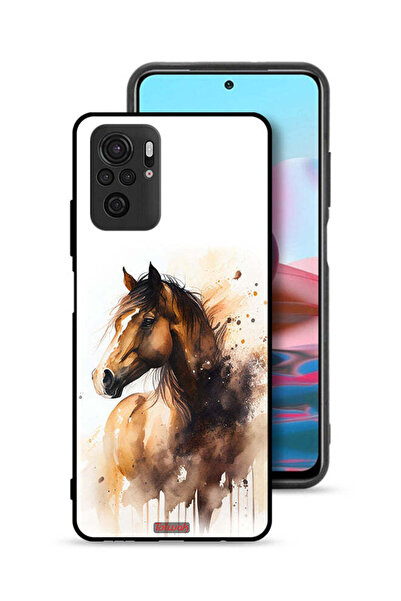 Tolwak Xiaomi Redmi Note 10 4G Protective Case Cover Horse Abstract Art