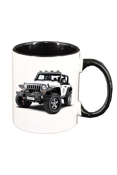 INOVATIX Cana alba personalizata, Jeep, interior negru, D17, INOVATIX®. 330ml