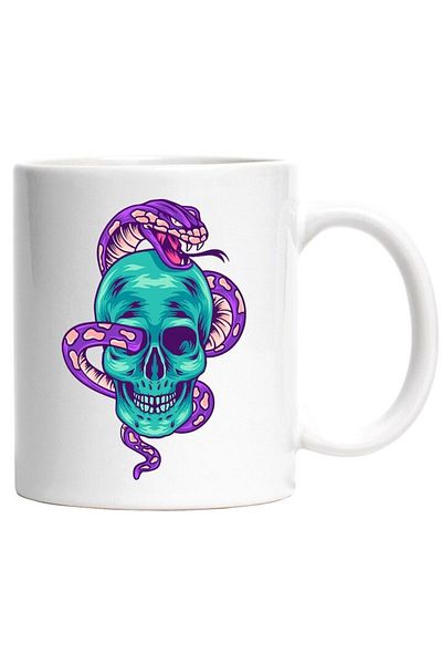 INOVATIX Personalized white mug, Snake, Skull, Fangs, Teeth, Spots, Reptile, INOVATIX®. 330ml