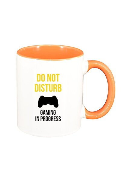 INOVATIX Персонализирана бяла чаша, Геймър, Не ме безпокойте, оранжева вътреш...