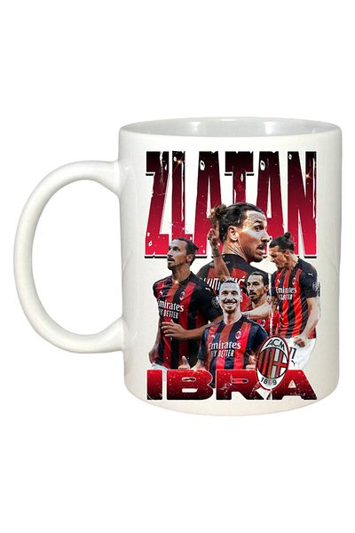 INOVATIX Cana Alba Personalizata, Zlatan Ibra Milan, Maner Si Interior Alb, ®. 330ml