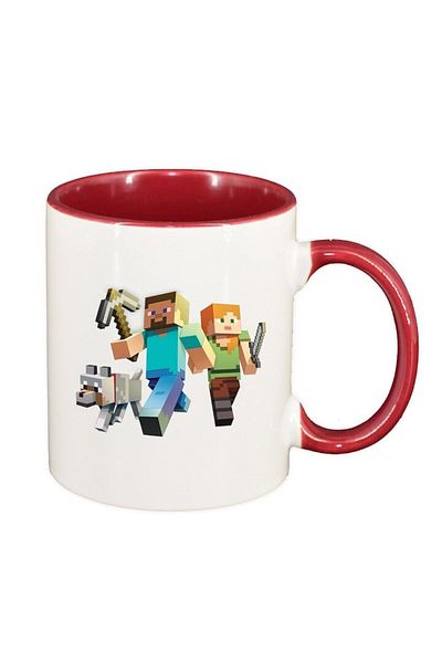 INOVATIX Personalized white mug, Minecraft, dark red interior, D1468, INOVATIX®. 330ml