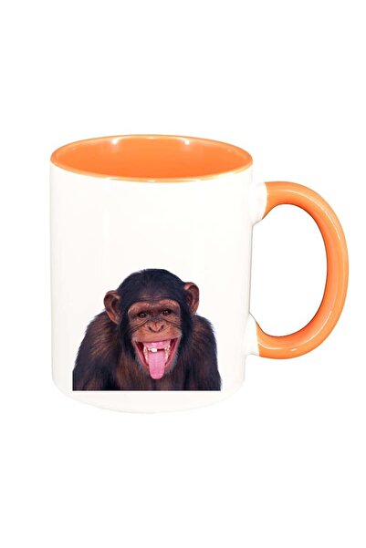 INOVATIX Cana alba personalizata, Maimuta, interior portocaliu, D176, INOVATI...