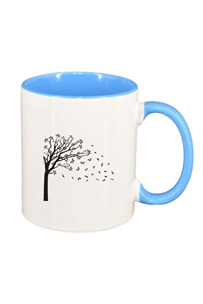 INOVATIX Персонализирана бяла чаша, Елха, син интериор, D286, INOVATIX®. 330 мл