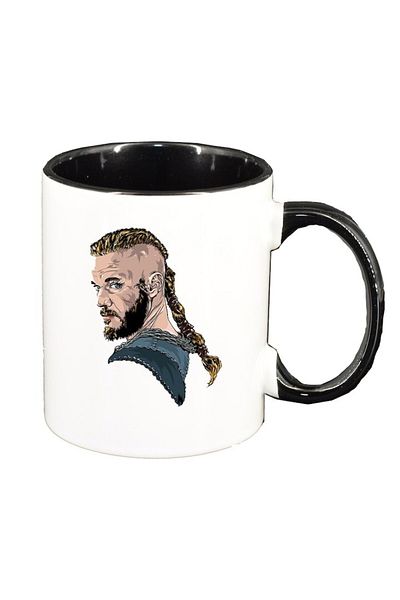 INOVATIX Personalized white mug, Vikings, black interior, D1435, INOVATIX®. 330ml