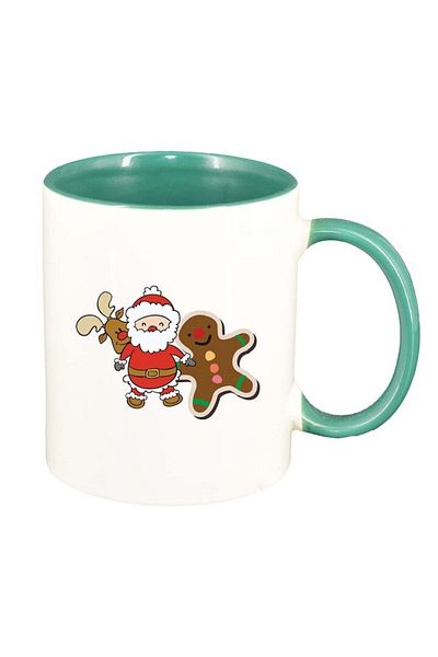 INOVATIX Personalized white mug, Merry Christmas, green interior, D1540, INOVATIX®. 330ml